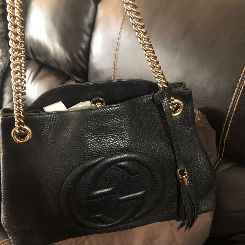 Gucci soho chain strap shoulder bag black medium
